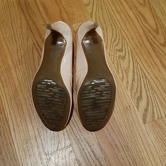 Calvin Klein Kasia Peep Toe Pumps Pale Pink Patent Leather - Picture 8 of 11